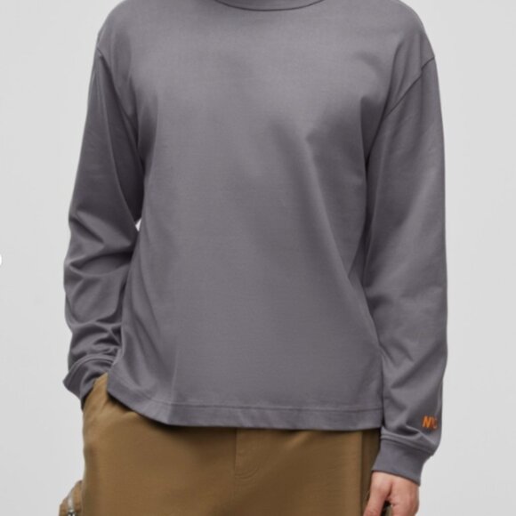 Mode of One Mens Liberty Long Sleeve Relaxed Fit Tshirt iEbony Grey M - Picture 1 of 8